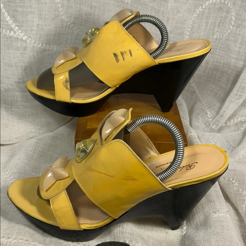 Robert Clergerie made in France leather slide in wedges with embellishments